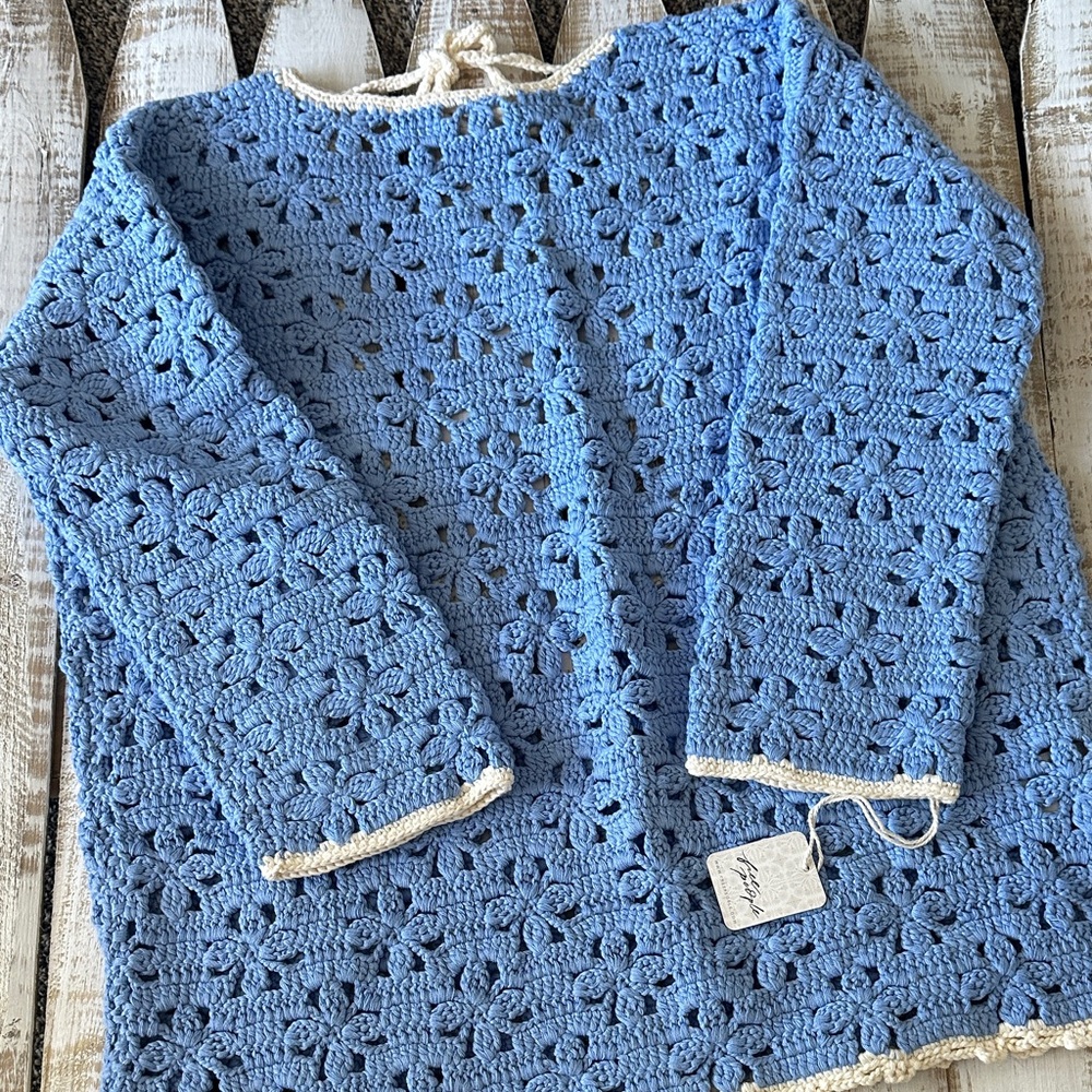 Free People Rue Crochet Tunic Size XS Hydrangea Combo New NWT